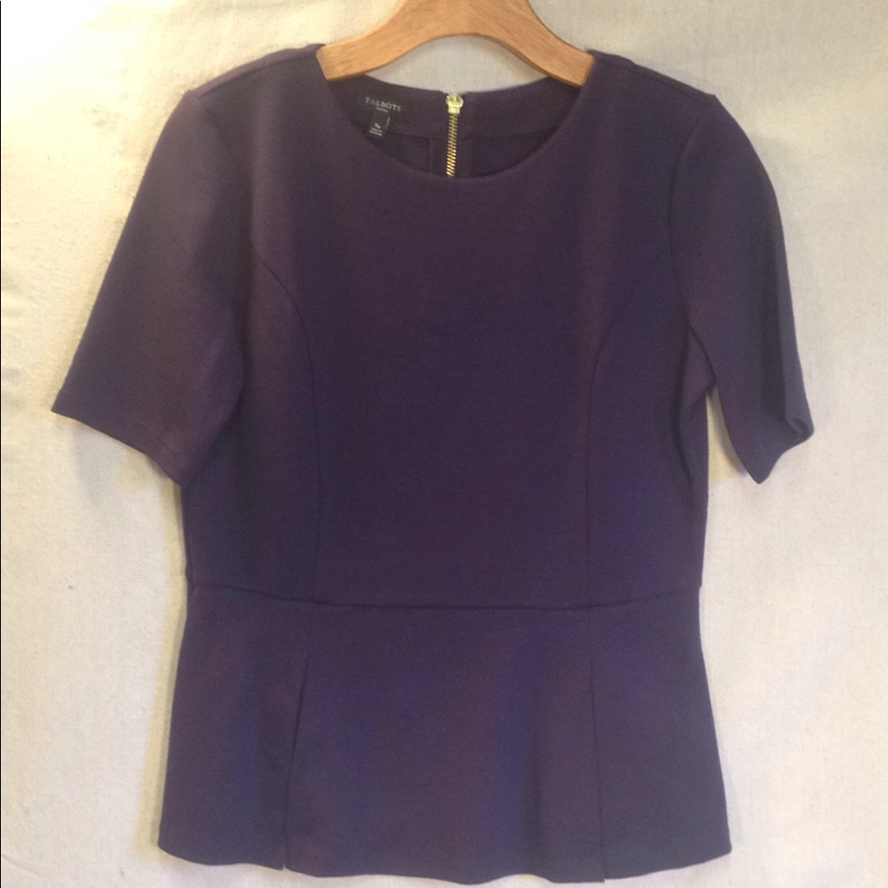Vibrant Princess Seam Violet Peplum Top, SP NWT